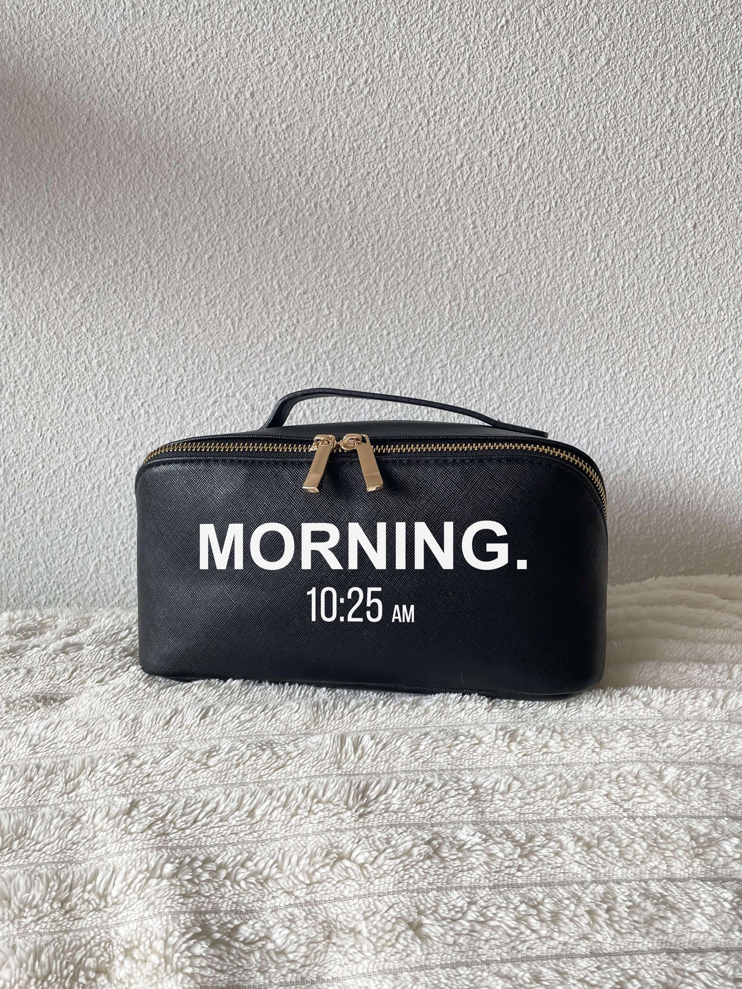 Trousse de Toilette en Similicuir Beige ou Noire MORNING 10:25 AM 🤍